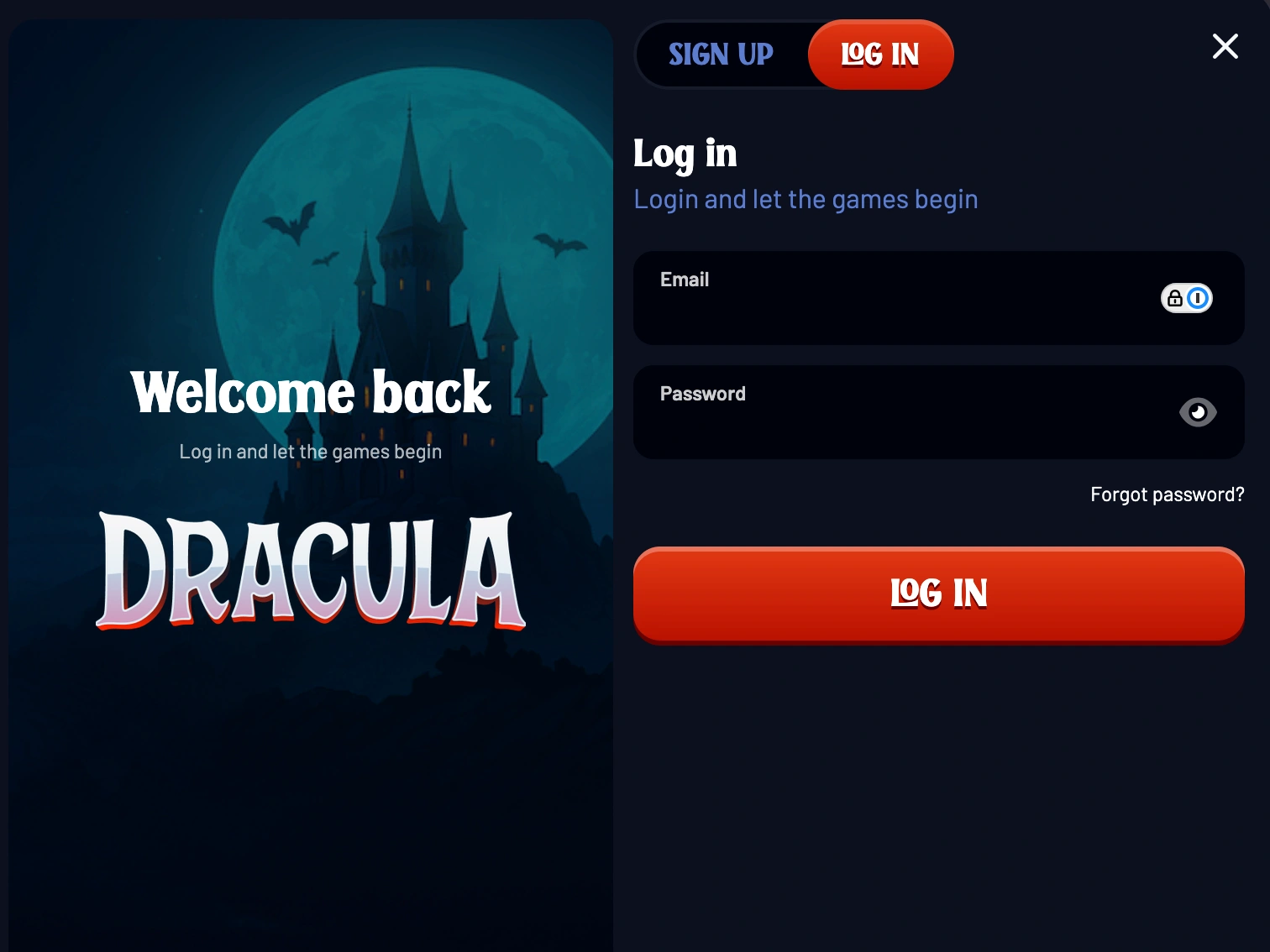 dracula casino login